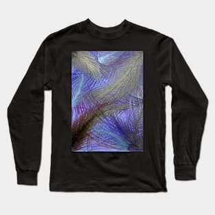 BLUE INDIGO FEATHERS PALM PRINT GOLD BLACK BLUE DECO POSTER Long Sleeve T-Shirt